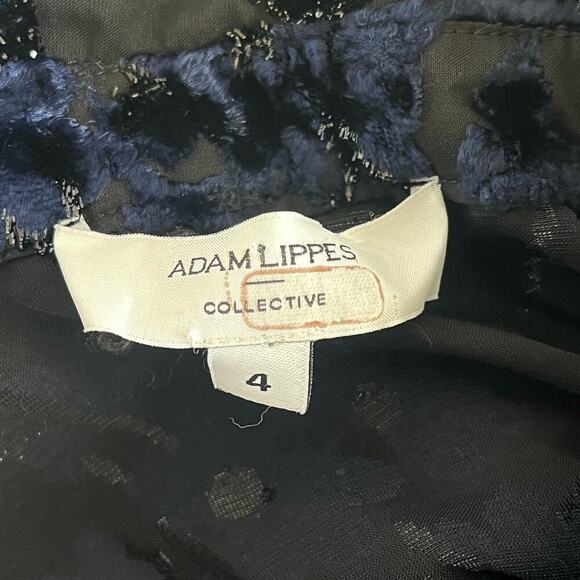 ADAM LIPPES COLLECTIVE RTR Velvet Embroidered Black / Navy Dress Size 4 - Picture 11 of 12